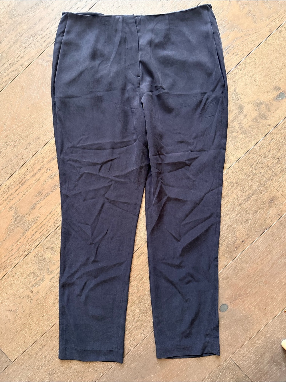Equipment Femme Black Silk Slim Ankle Pants Minimalist Luxury